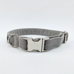 Silver Grey Corduroy Dog Collar.