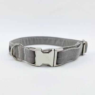 Silver Grey Corduroy Dog Collar.