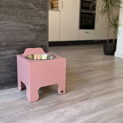 Blush pink extra large raised single bowl dog feeding stand