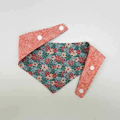 Liberty Winter Floral Reversible Dog Bandana with popper fastenings.