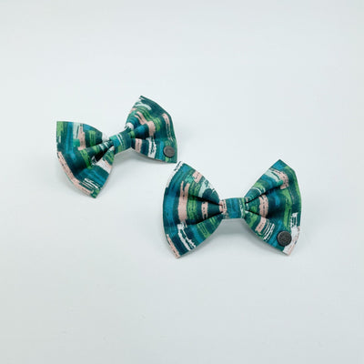 Autumns Stripe dog bow tie front and side view