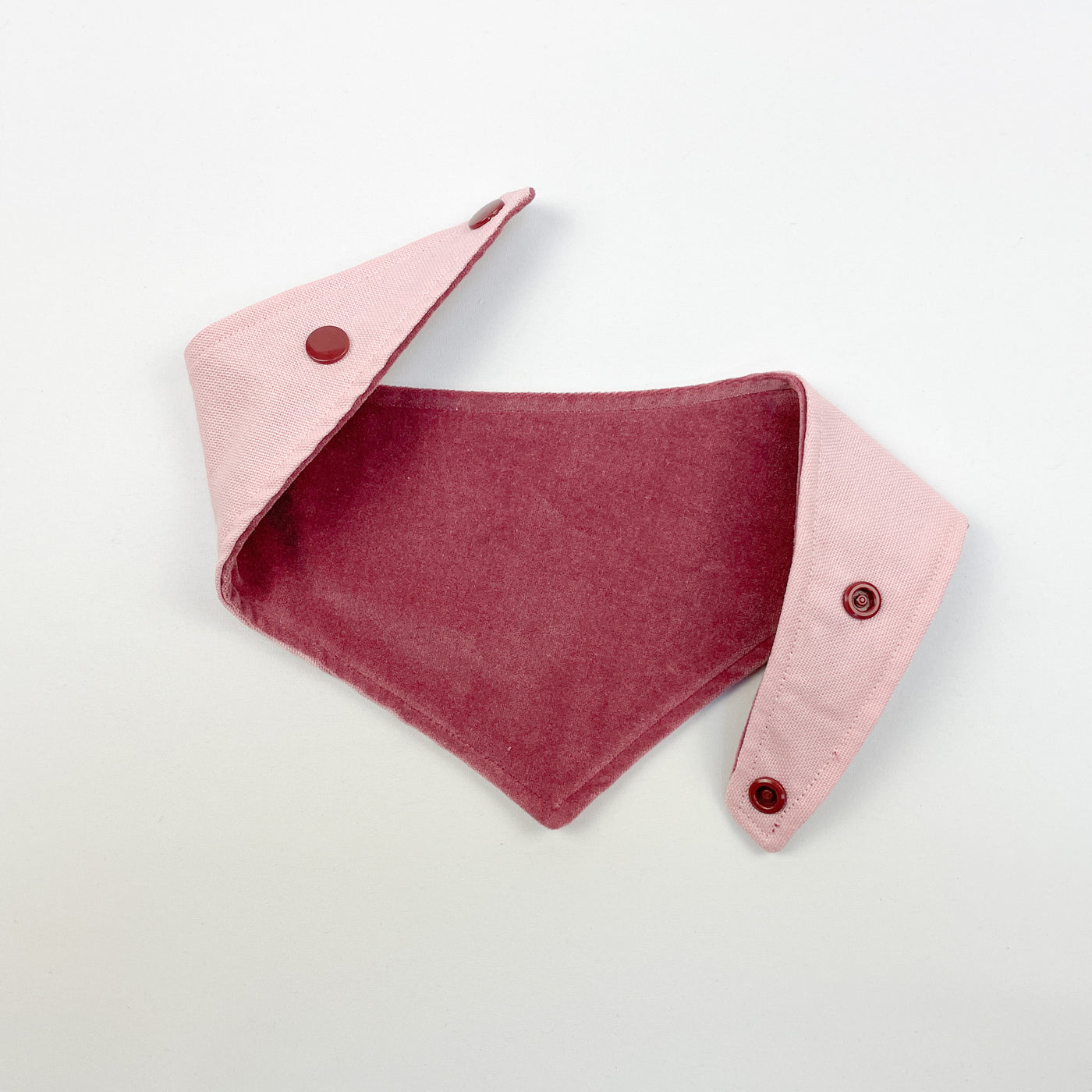 Luxury blush pink velvet dog bandana with popper fixings