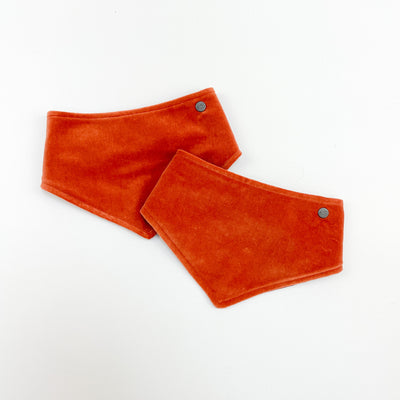 Luxury Burnt Orange Velvet Dog Bandanas with Albie's seal of quality.