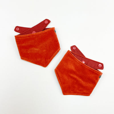 Luxury Burnt Orange Velvet Dog Bandanas with popper fastenings 