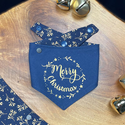 Navy Merry Christmas Bandana