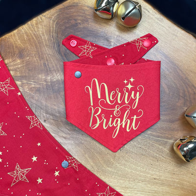 Merry and Bright Red Christmas Stars Bandana