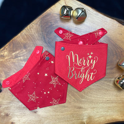 Merry and Bright dog Bandana in Red