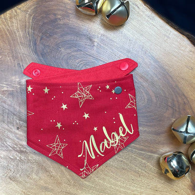 personalised Red Stars Christmas Bandana