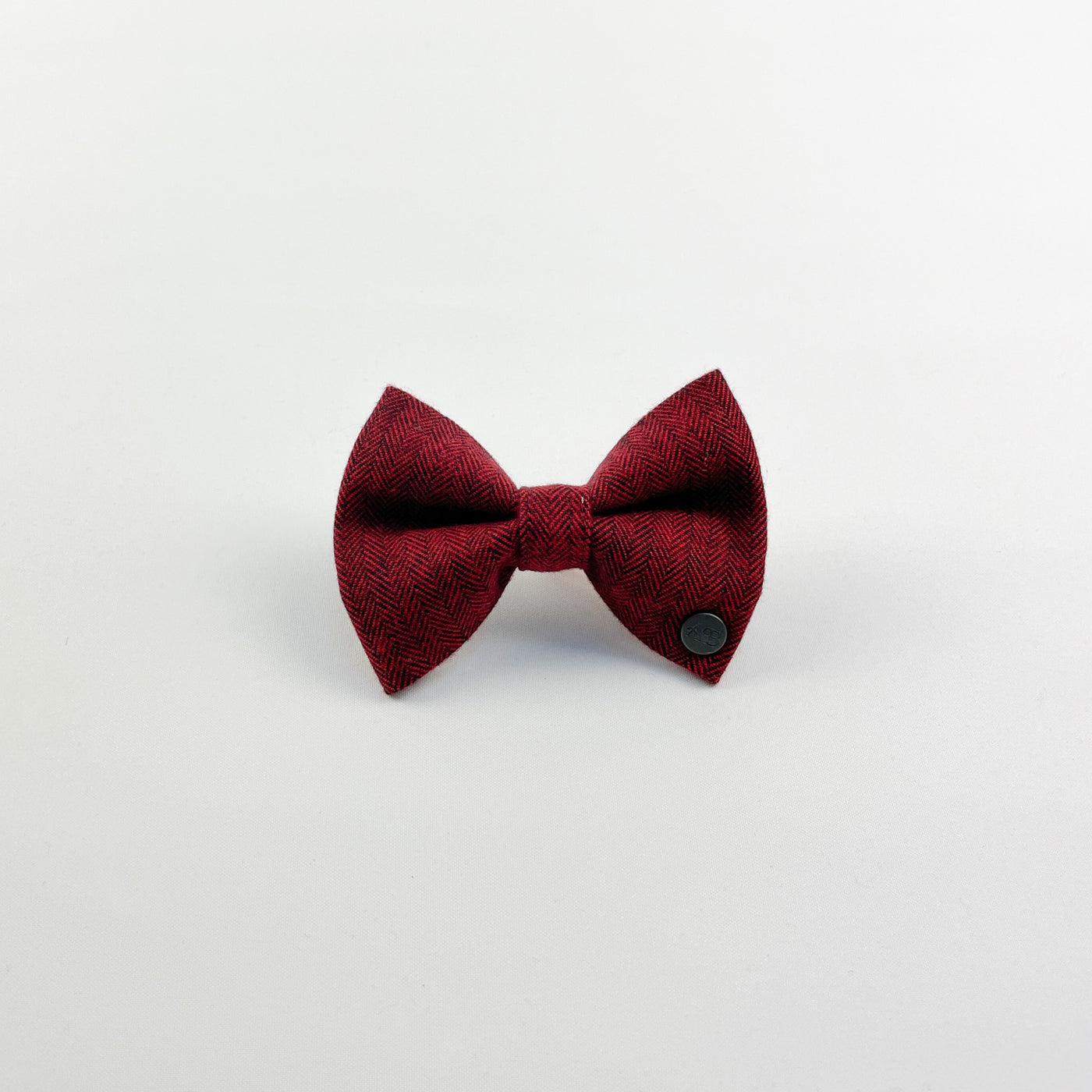 Cranberry herringbone dog bow tie