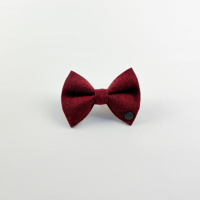 Cranberry herringbone dog bow tie