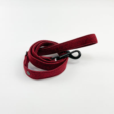 Cranberry Herringbone dog lead with black clasp
