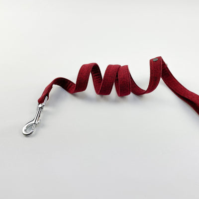 Cranberry Herringbone dog lead with silver clasp