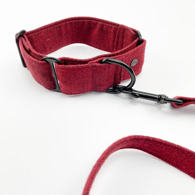 Cranberry herringbone martingale collar and lead