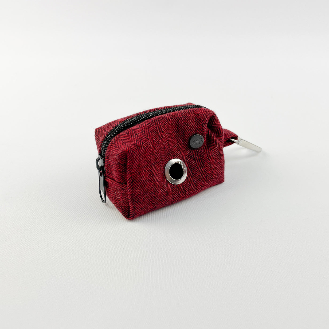 cranberry herringbone poop bag holder