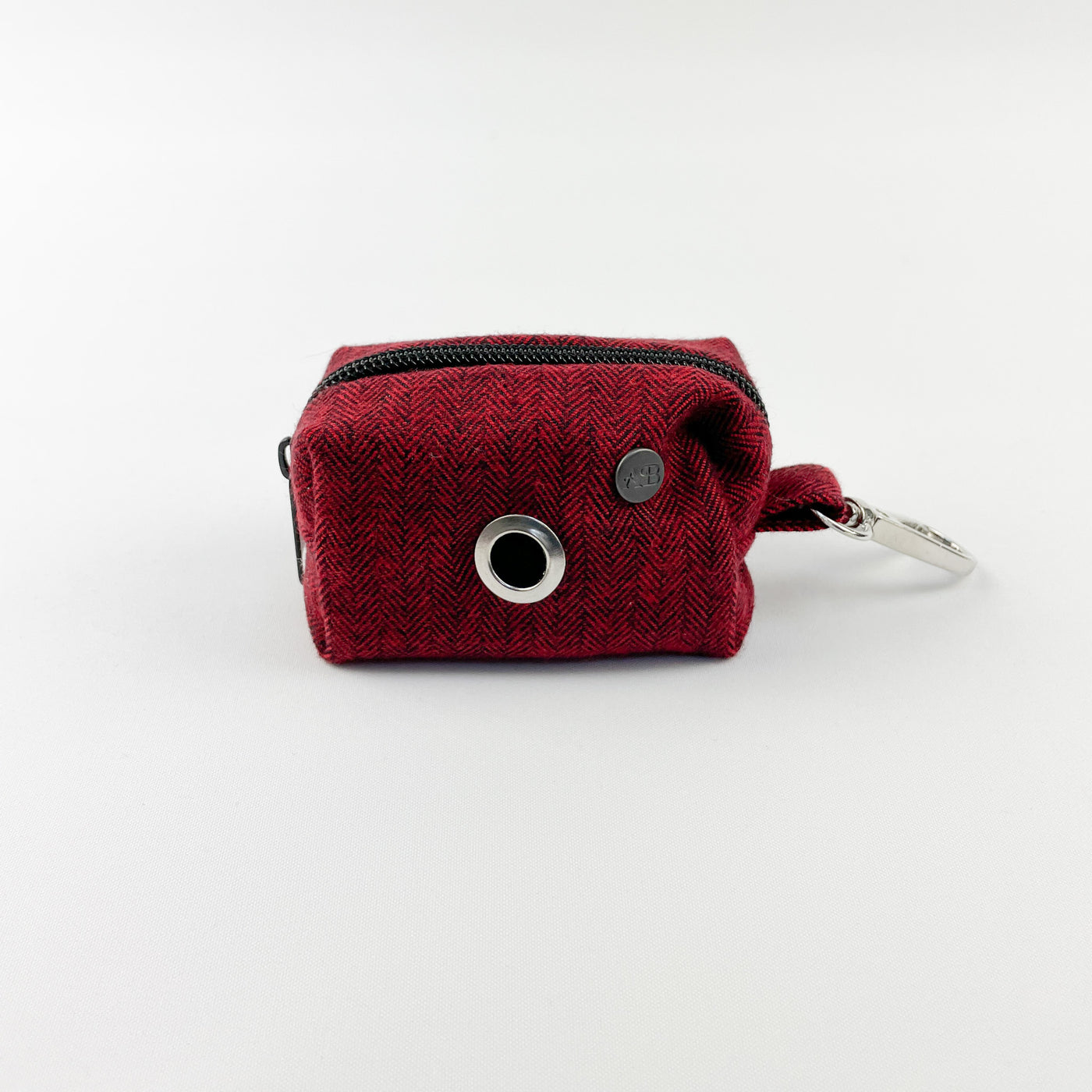 Cranberry Herringbone poop bag holder