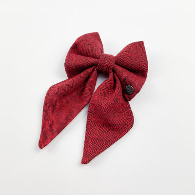 Cranberry Herringbone Tweed Sailor Bow