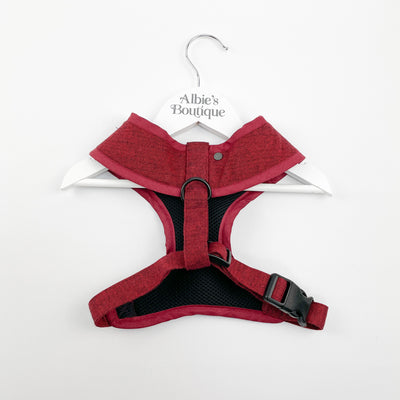 Cranberry herringbone tweed soft harness back
