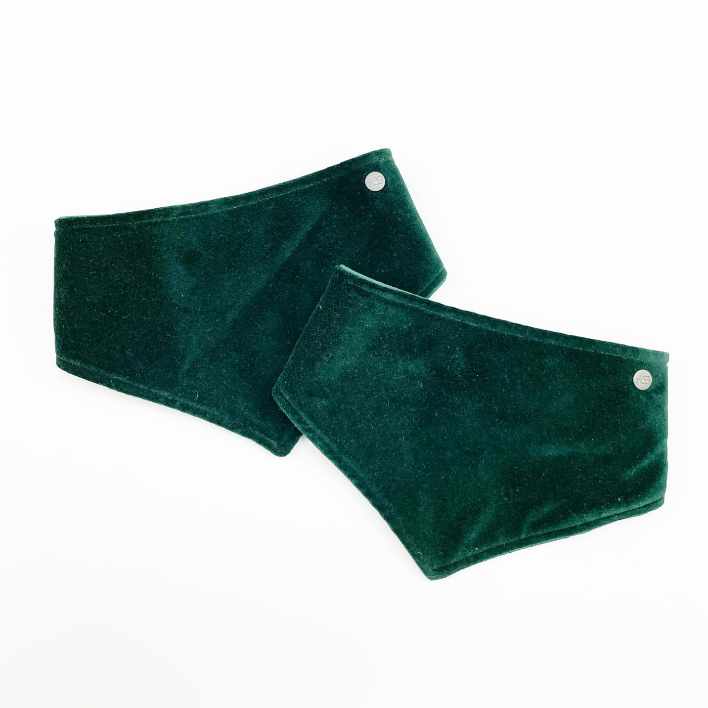 Albie's Boutique luxury emerald green dog bandana s with AB quality seal.