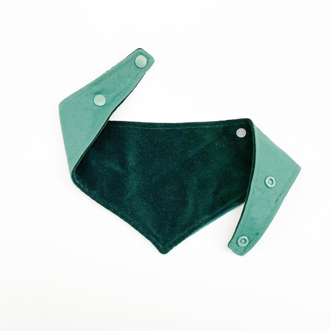 Albie's Boutique luxury emerald green dog bandana with popper fastening.