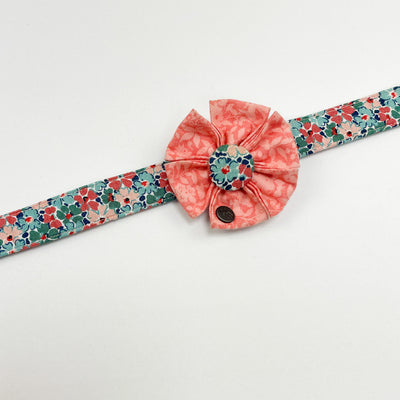 Liberty peach floral collar flower accessory on the Liberty floral collar