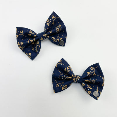 Two Navy mistletoe bow ties