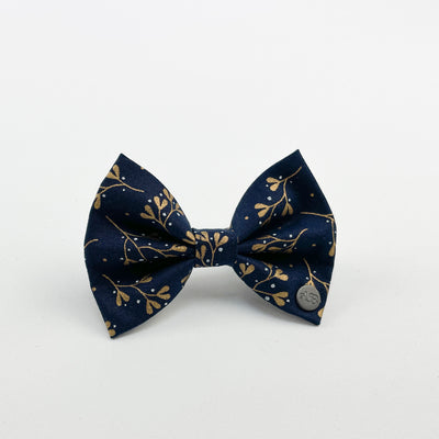Navy mistletoe bow tie