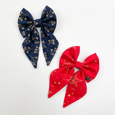 Navy Mistletoe sailor bow tie and Red star sailor bow tie