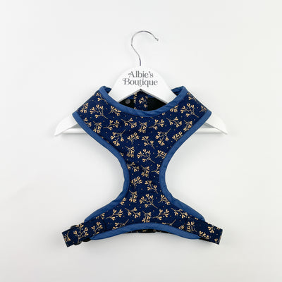 Navy Mistletoe soft dog harness