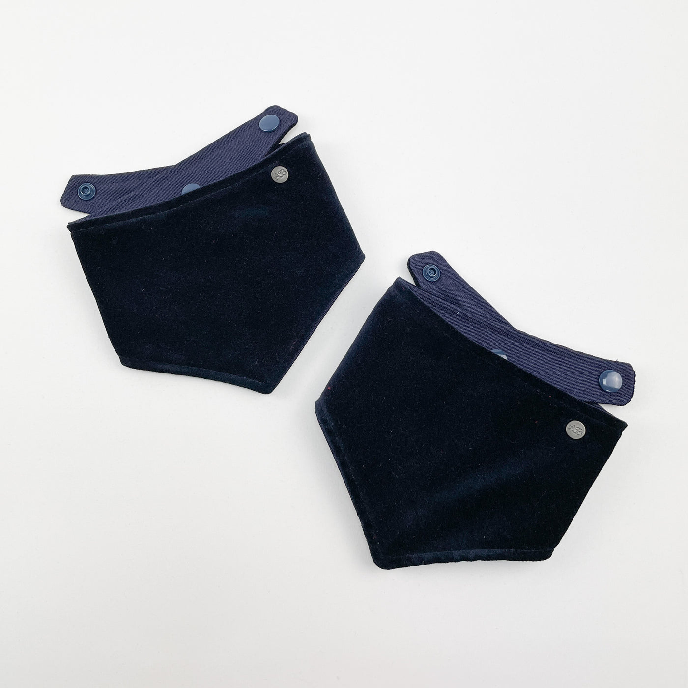 Two Navy velvet dog bananas