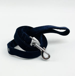 Navy velvet dog lead