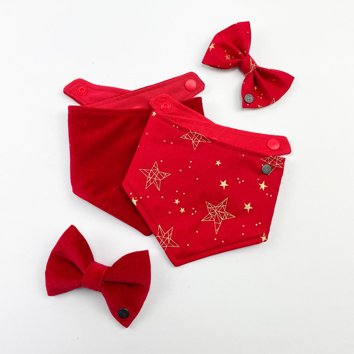 Red Star dog bow tie, Red Star dog bandanas and red velvet bow tie collection