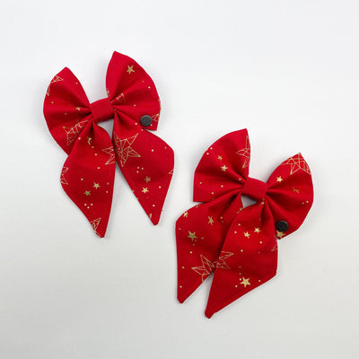 Two Red Christmas star sailor bow tie