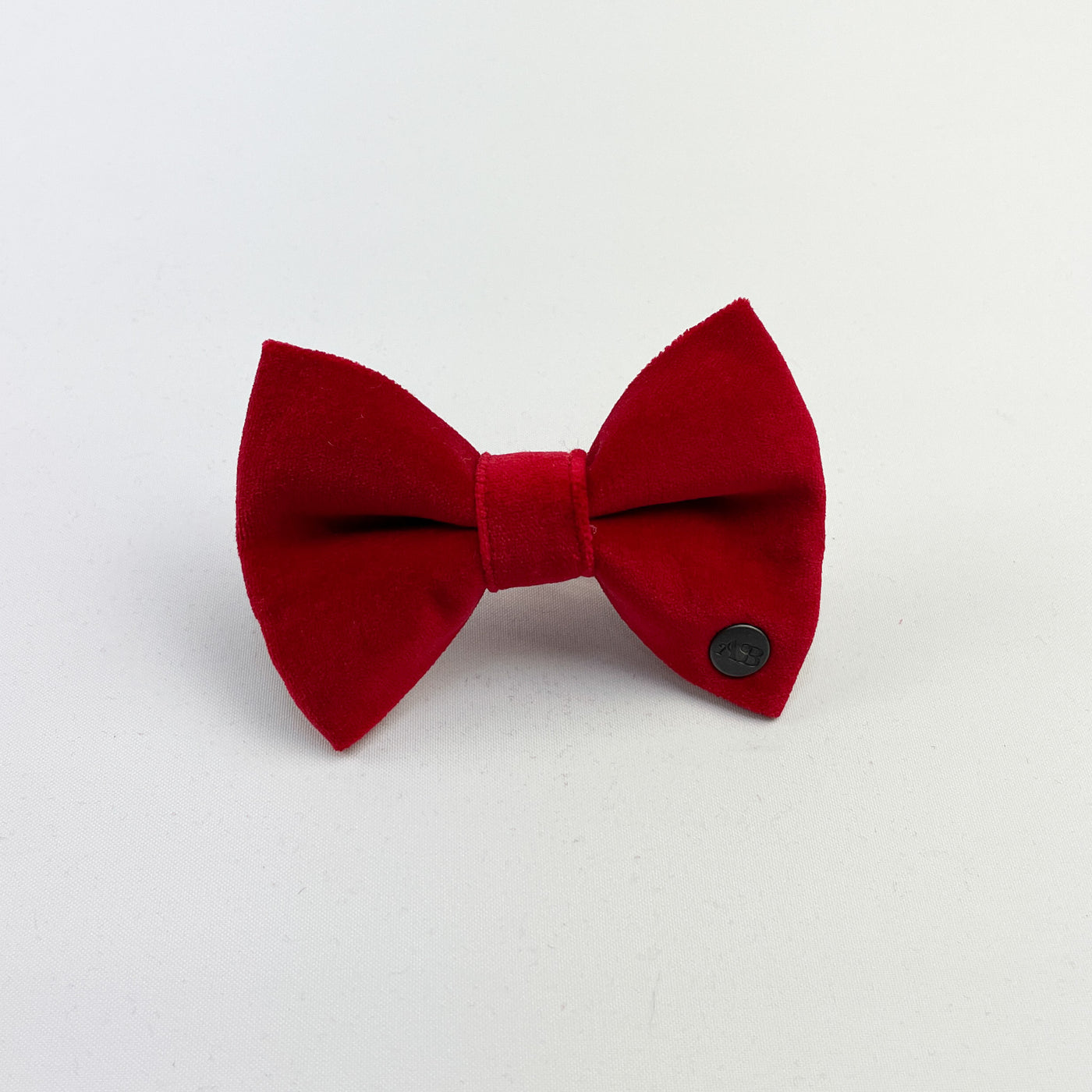 Red velvet dog bow tie front view