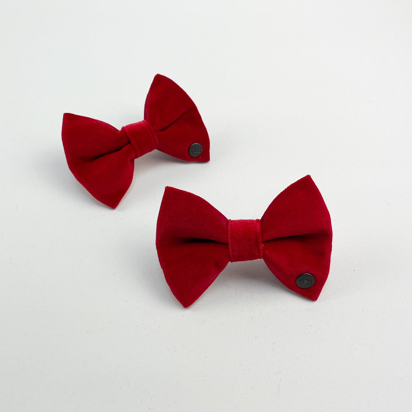 two Red velvet dog bow ties