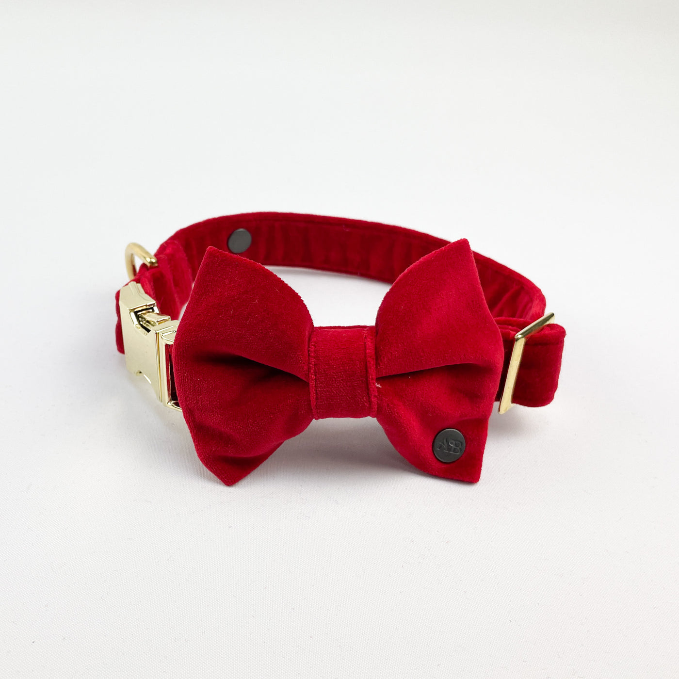 Red velvet dog collar and dog bow tie