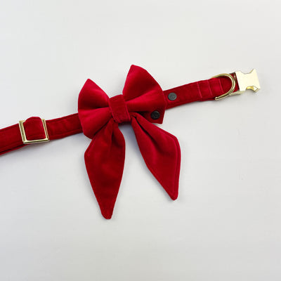 Red velvet sailor bow and matching collar