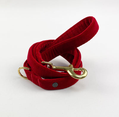Red velvet dog lead