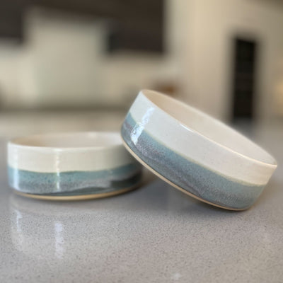 Hand-thrown ceramic pet food bowls