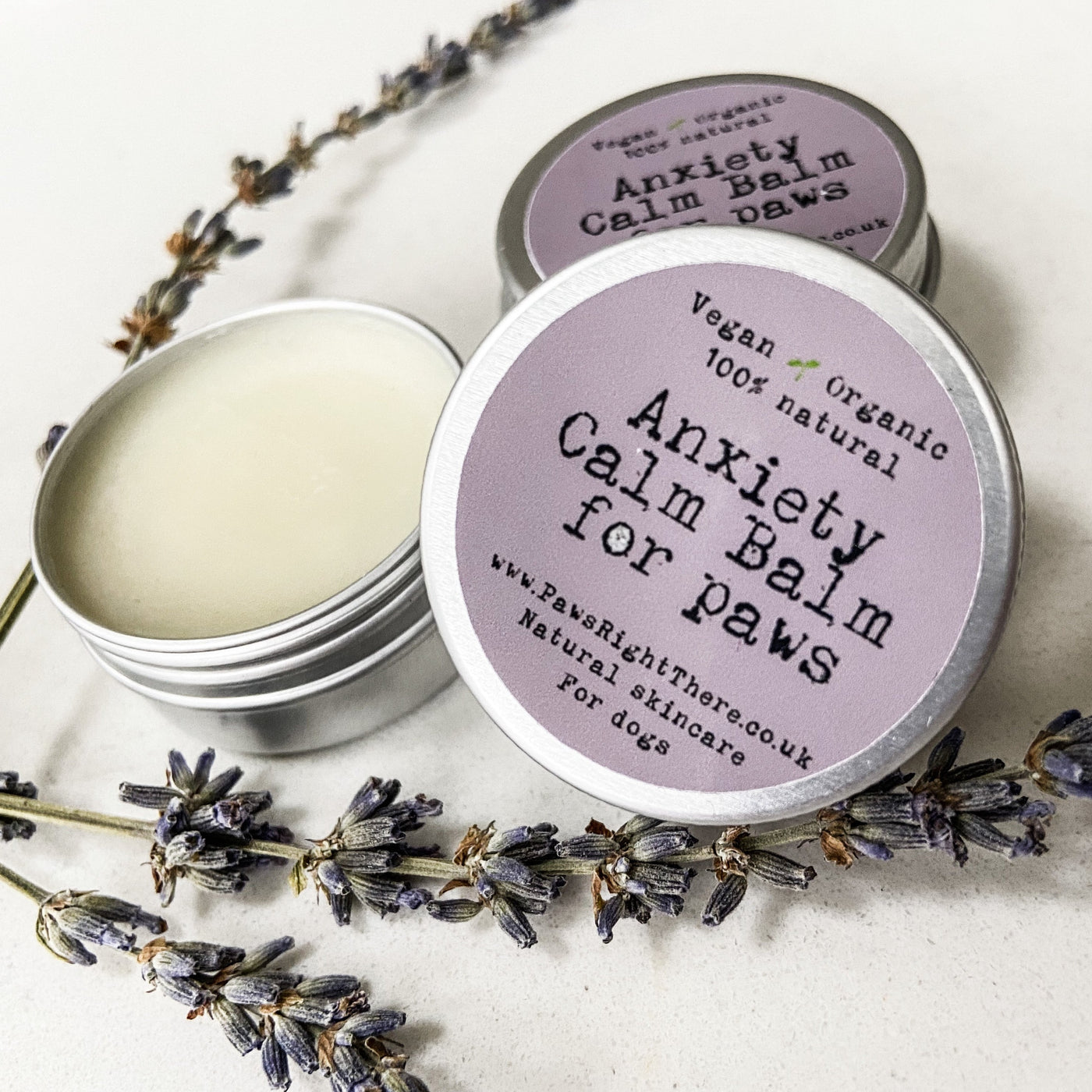 Anxiety Dog Soothing Calm Balm organic paw balm to help soothe irritation and reduce anxiety 