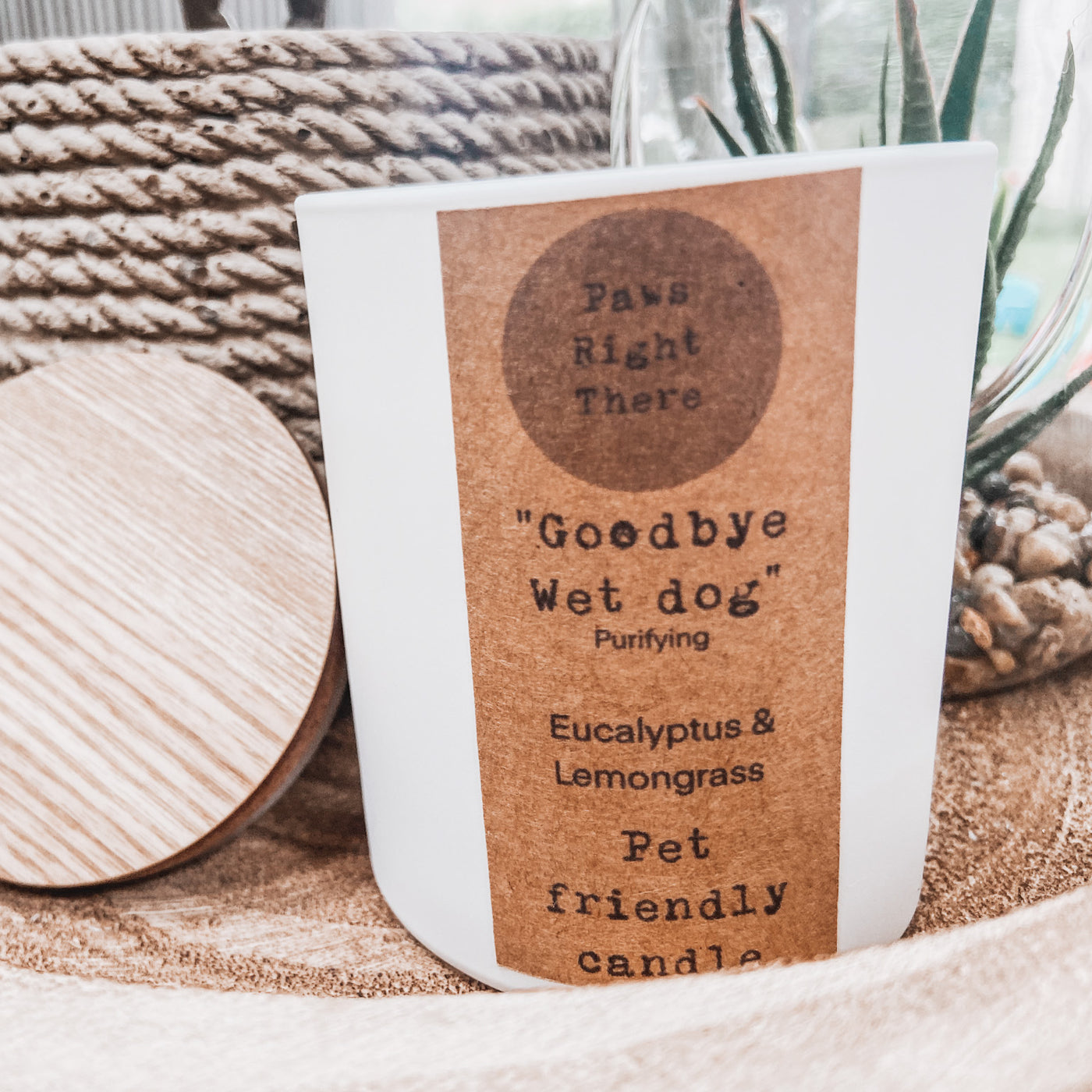 Goodbye Wet Dog - Pet Friendly Candle with eucalyptus, lemongrass and tea tree oil.