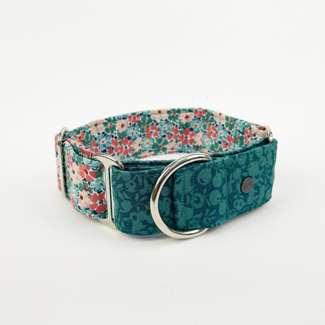 Liberty Emerald Floral Martingale Dog Collar
