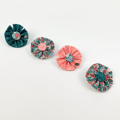 The full Liberty Floral dog collar flower range.