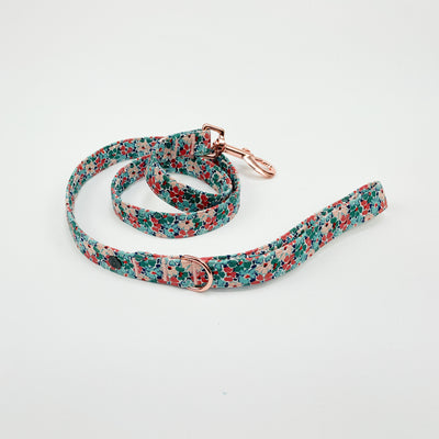 Liberty winter floral dog lead With rose gold clasp