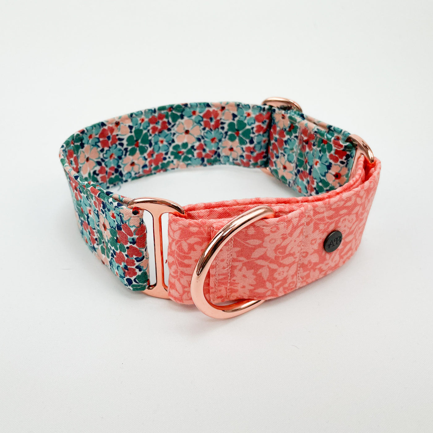 Albies boutique Liberty peach floral and winter floral martingale collar 