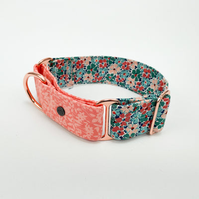 Albies boutique Liberty peach floral and winter floral martingale collar 