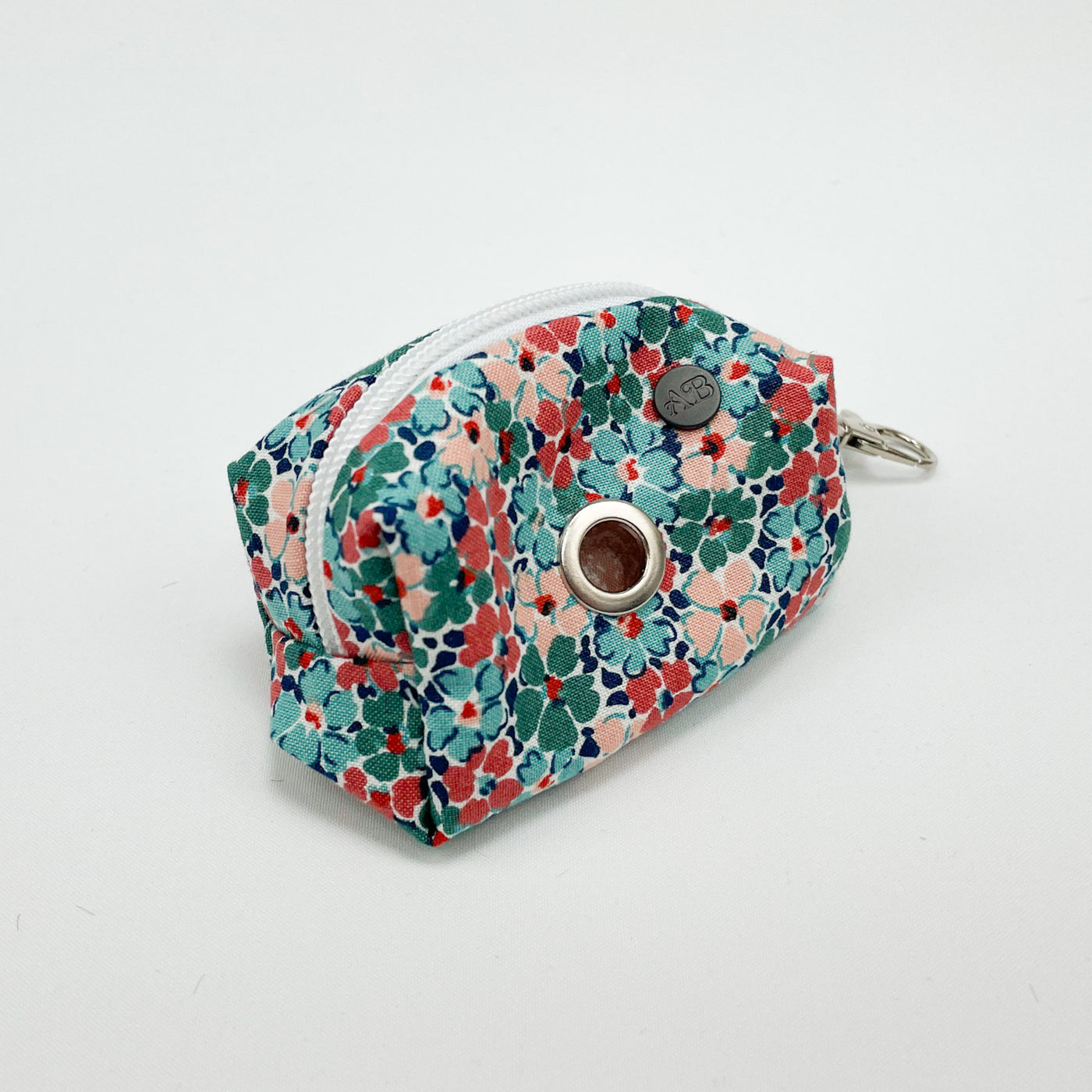 Liberty winter floral poop bag holder With albies boutique signature seal