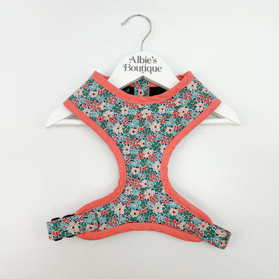 Liberty Winter floral soft dog harness front