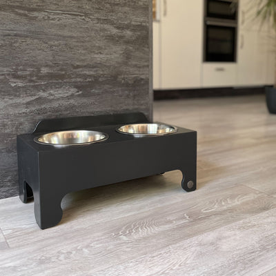 Charcoal Black Large Raised Dog Bowl Feeding Stand